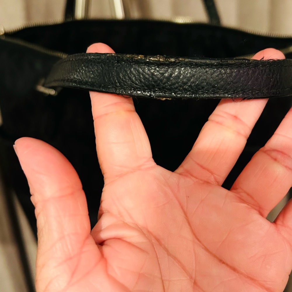 Michael Kors Black Tote Bag with MK logo throughout bag. - Picture 10 of 16